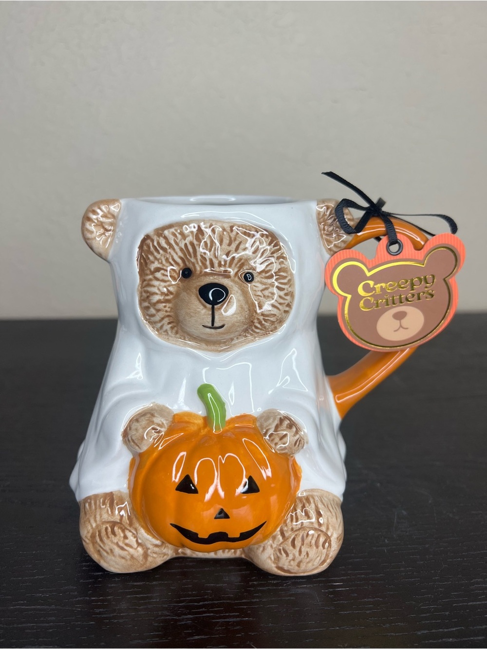 NEW Creepy Critters Halloween Ghost Bear with Pumpkin Mug